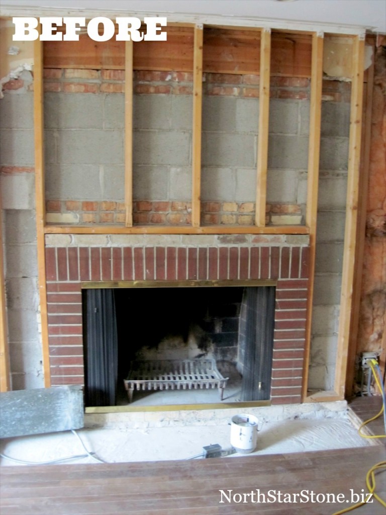 wood drywall around fireplace