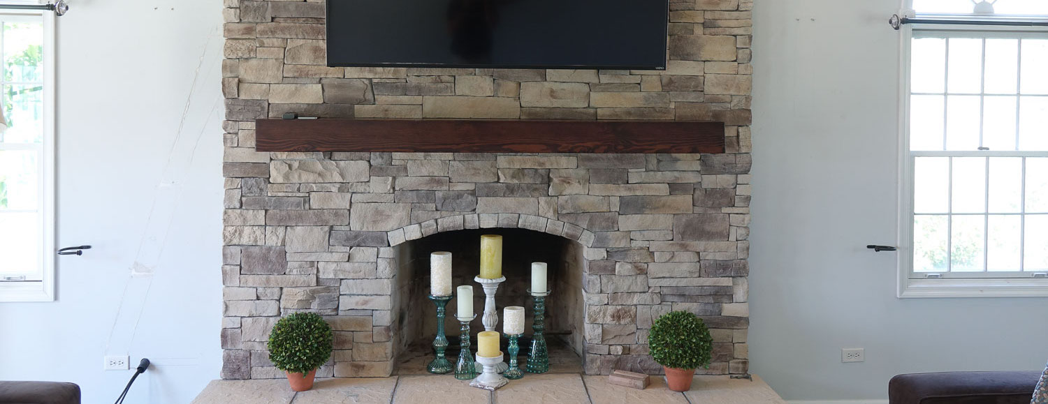 Veneer stone fireplace repair for a lovely home in Illinois
