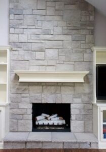 stone fireplace installation after picture