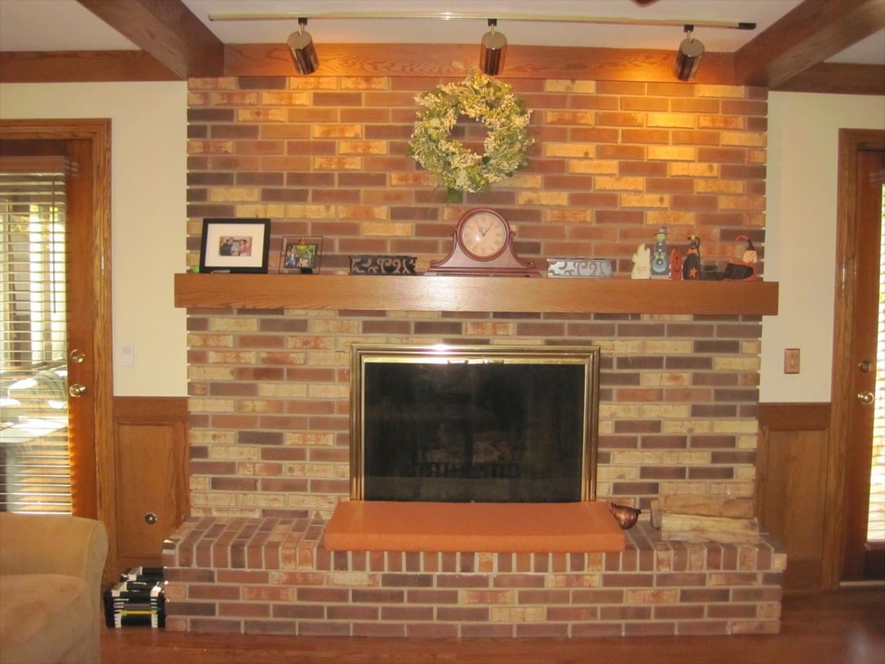 fireplace with stone veneer