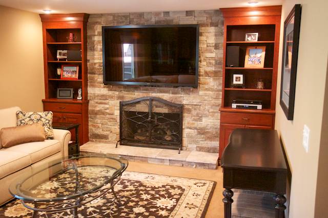 stone fireplace