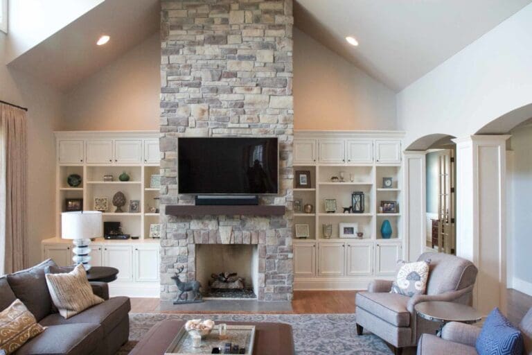 stone fireplace